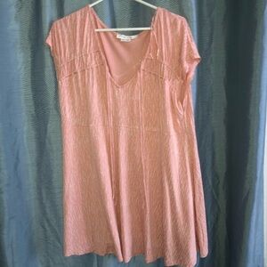 in Every Story pinky peach 1x tunic like top with cinch neckline- real cute
